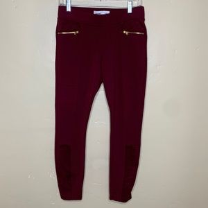 OLD NAVY Legging Pants Burgundy STEVIE Faux Suede Detail Exposed Zipper Medium